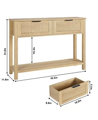 gaomon 43" Farmhouse Wooden Console Table with 2 Drawers