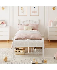 gaomon Twin Bed Frame for Girls with Heart Headboard and Footboard Metal Slat Support Easy Assembly No Box Spring Needed