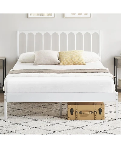 gaomon Metal Platform Bed Frame Vintage Headboard Modern Platform Strong Slats No Box Spring Mattress