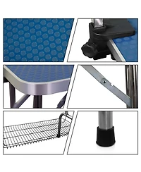 Aostirmotor 36" Folding Dog and Cat Grooming Table, Stainless Steel Top with Non-Slip Surface