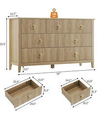 gaomon 54" Wide Fluted Dresser, 7 Drawer Modern Wood Storage Chest for Bedroom