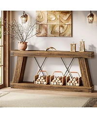 Tribesigns Farmhouse Console Table, Long Sofa Table Behind Couch with Storage, Rustic Entryway Furniture for Hallway