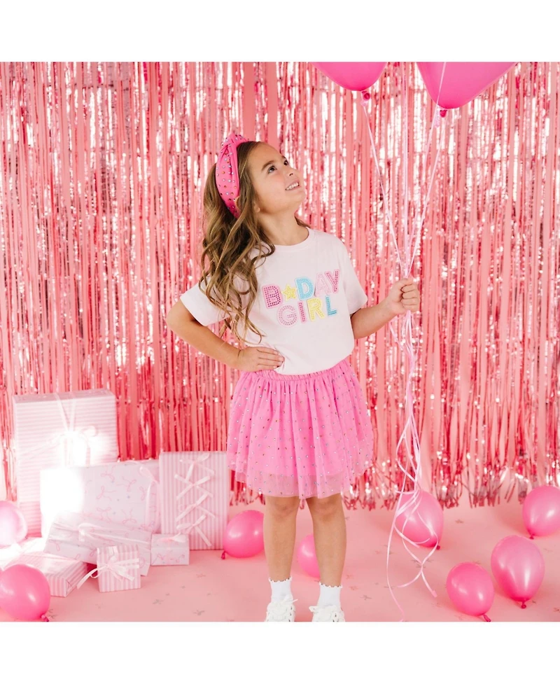 Sweet Wink Big Girls Birthday Rhinestone Patch Short Sleeve T-Shirt