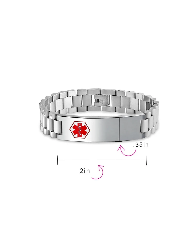 Bling Jewelry Blank Medical Identification Medical Id Band Link Bracelet Stainless Steel 8.5 Inch