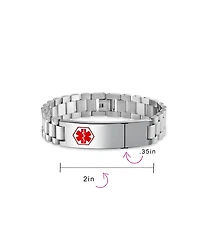 Bling Jewelry Blank Medical Identification Medical Id Band Link Bracelet Stainless Steel 8.5 Inch