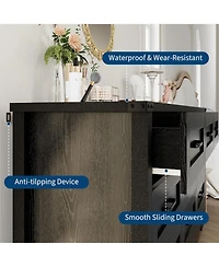 gaomon 59" Wide 9-Drawer Dresser for Bedroom, Farmhouse Tall Wooden Chest of Drawers with Mid Century Modern Style