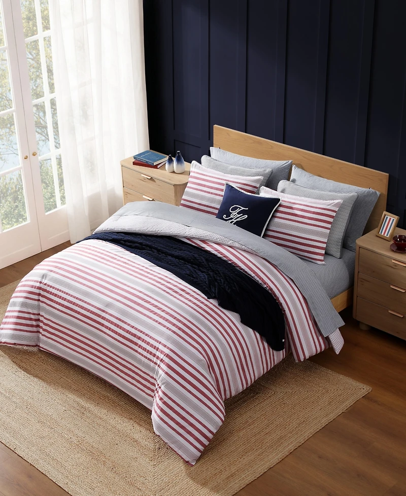 Tommy Hilfiger Mandalay Beach Stripe Cotton Reversible 3-Pc. Duvet Cover Set