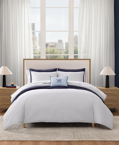 Tommy Hilfiger Trellis Flag Cotton Reversible -Pc. Duvet Cover Set