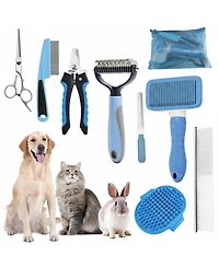 Aronkl Pet Grooming Kit: Slicker Brush, Shampoo Bath Gloves, Towel
