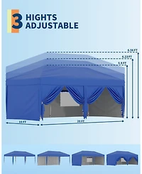 Gaomon 10x20 Ft Pop Up Canopy with 6 Sidewalls, Outdoor Instant Tent with Wheeled Carry Bag, Beach Tent with One Push Setup, Portable Gazebo Shelter