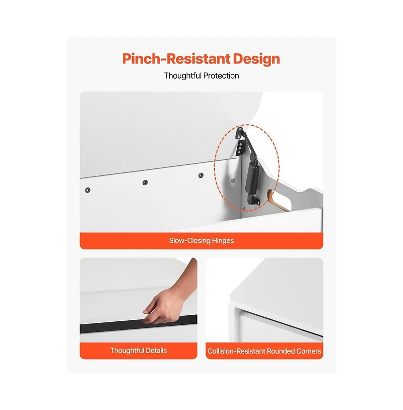 Slickblue Kids Storage Bench with Backrest and Safety Hinge Toy Box