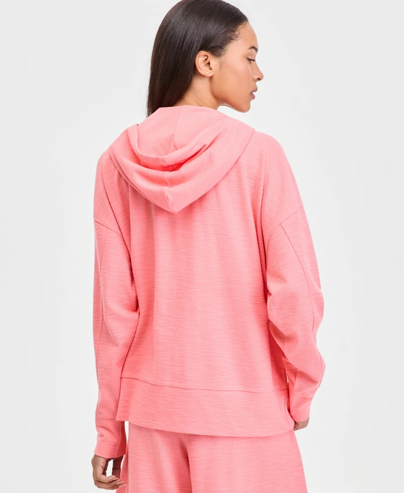 Id Ideology Women's Oversized Rib Slub Full-Zip Hoodie, Macy's Exclusive