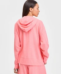 Id Ideology Women's Oversized Rib Slub Full-Zip Hoodie, Macy's Exclusive