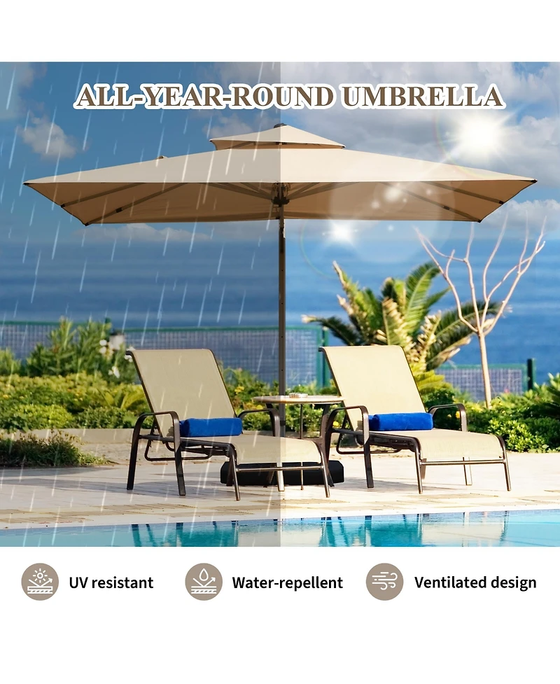 Mondawe Rectangle Cantilever Umbrella with Center Pole Base Not Included