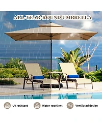 Mondawe Rectangle Cantilever Umbrella with Center Pole Base Not Included