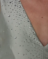 Donna Karan New York Women's A-Line Midi Dress with Hot Fix Detail