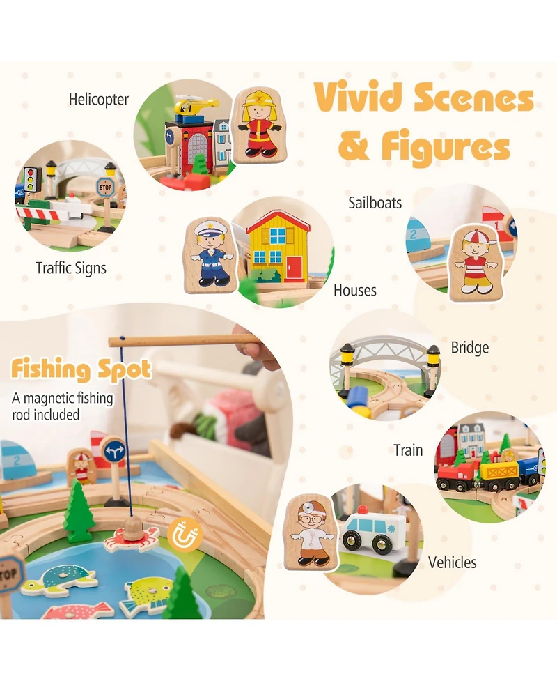 Mecale 78-Piece Activity Railway Playset for Kids, Ages 18 Months