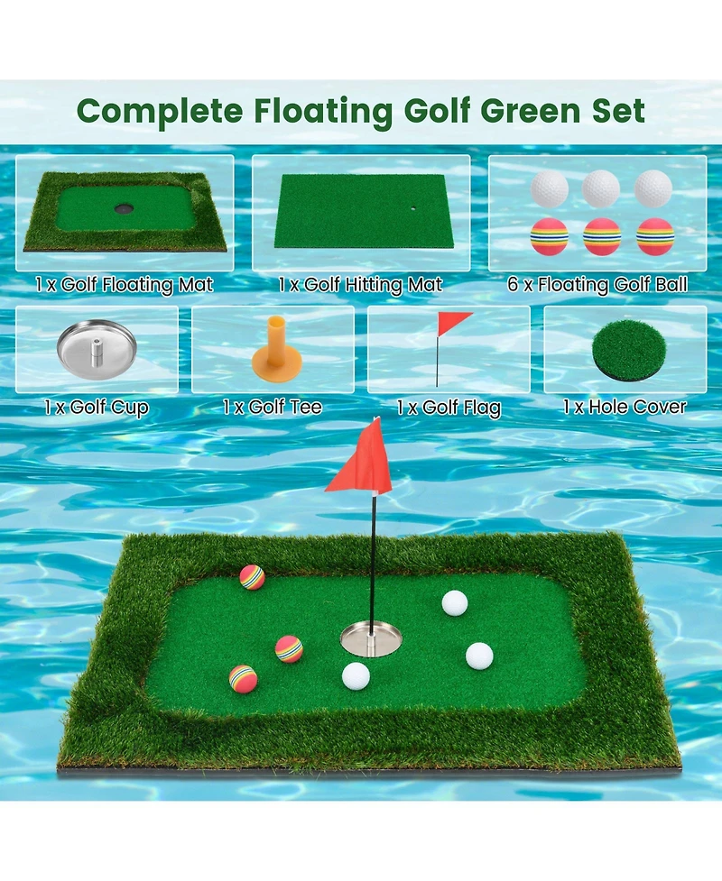 Mecale Floating Pool Golf Green Set with 6 Golf Balls & Flag