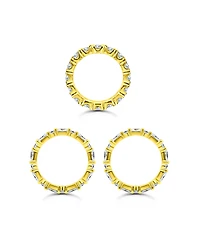 Macy's 8 1/20 cttw 3pc Set- 2- 4x2mm Baguette 2mm Round Cubic Zirconia Stones + 1-4mm Cut Ring