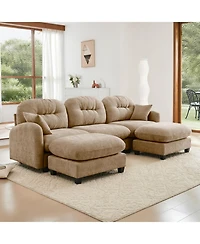Streamdale Furniture Modular U-Shaped Chenille Couch with Ottoman & Pillows