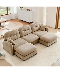 Streamdale Furniture Modular U-Shaped Chenille Couch with Ottoman & Pillows
