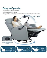 Flynama Swivel Rocker Recliner Chair 360 Degree Glider with Phone Holder for Bedroom Living Room Home Theater 330LBS Capacity