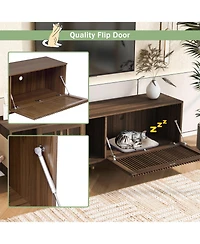 Streamdale Furniture Walnut Tv Stand - Sliding Glass Door