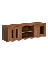 Streamdale Furniture Mid-Century Walnut Tv Stand with Extendable Table & Cushion