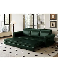 Streamdale Furniture Chesterfield Sleeper Sofa Bed, 93.7" Pull Out, Faux Leather