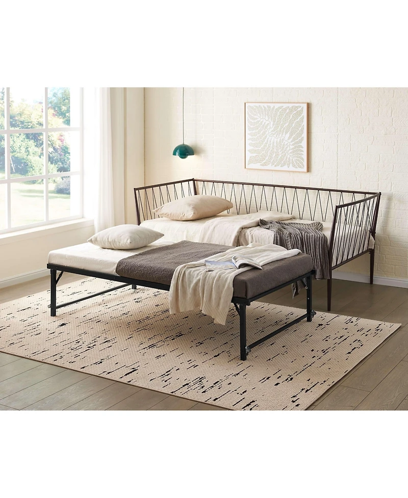 Kings Brand Furniture Bella Metal Day Bed with Trundle Stylish and Functional