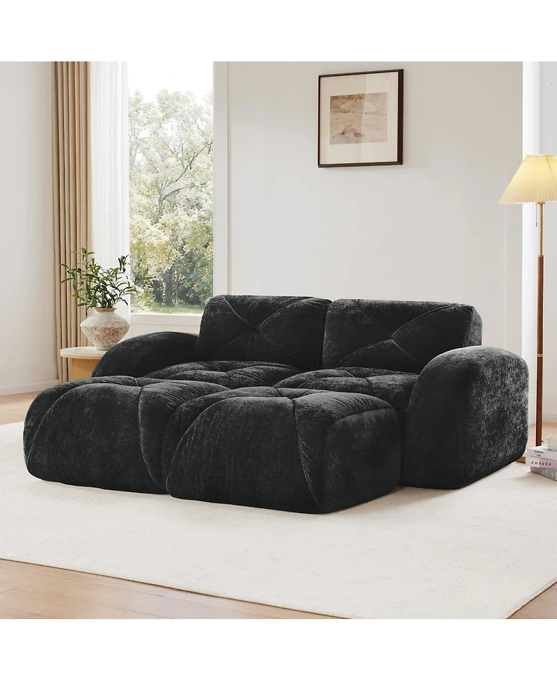 Streamdale Furniture U-shaped Boneless Sofa, Soft Velvet, Tufted, High Density Sponge, No Assembly