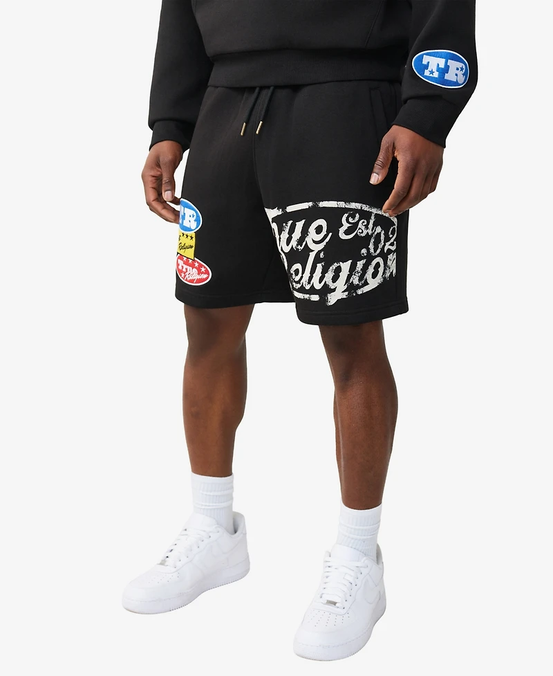 True Religion Men's Regular-Fit Logo Patch Sweat Shorts