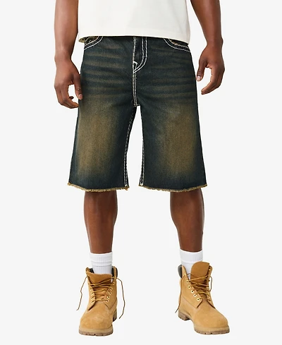 True Religion Men's Vinny Baggy Fray Flap Shorts