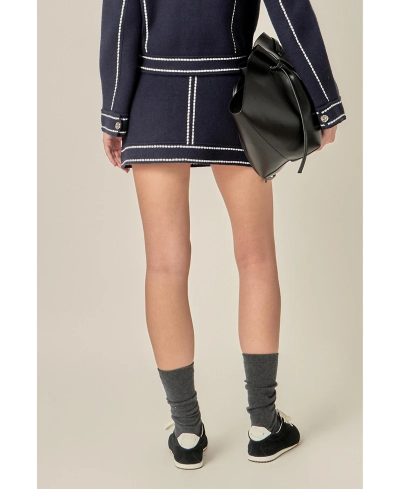 English Factory Women's Denim-Look Knit skirt