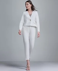 Womens Single Button Front Jacket Pleated High Rise Pants