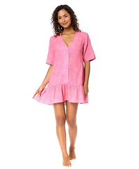Raisins Women's Sol V-Neck Button-Front Cover-Up Swim Dress