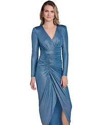 Jessica Howard Petite Long-Sleeve V-Neck Gown
