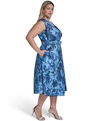 Jessica Howard Plus Sleeveless Surplice V-Neck Dress