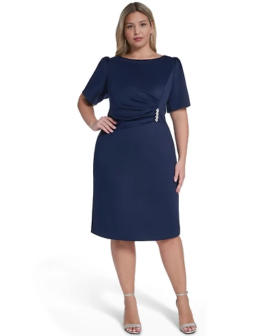 Jessica Howard Plus Short-Sleeve Midi Dress