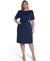 Jessica Howard Plus Short-Sleeve Midi Dress