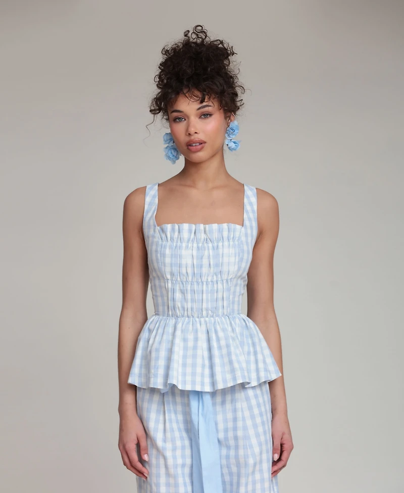 Avec Les Filles Women's Smocked Detail Peplum Top