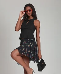 Avec Les Filles Women's Bias Ruffle Mini Skirt