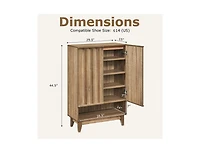 Slickblue Shoe Organizer with 6 Shelves and Decorative Doors