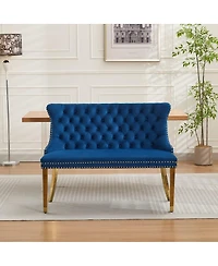 Streamdale Furniture Velvet Double Dining Loveseat Bench, Tufted 2-Seat Bench w/Wing