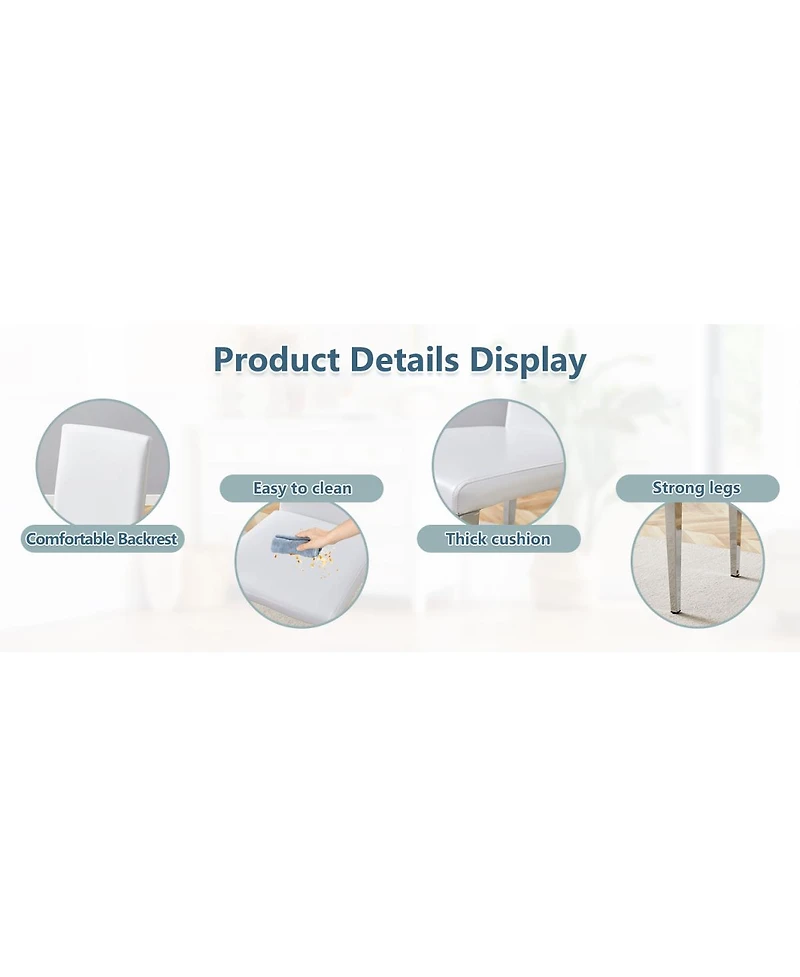 Streamdale Furniture Two Pu Dining Chairs with Silver Metal Legs (Set of 2)