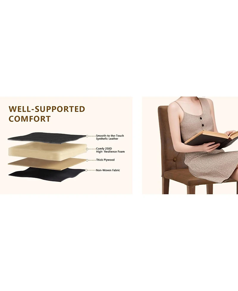 Streamdale Furniture Walnut Dining Chair with Ergonomic Buckle Backrest