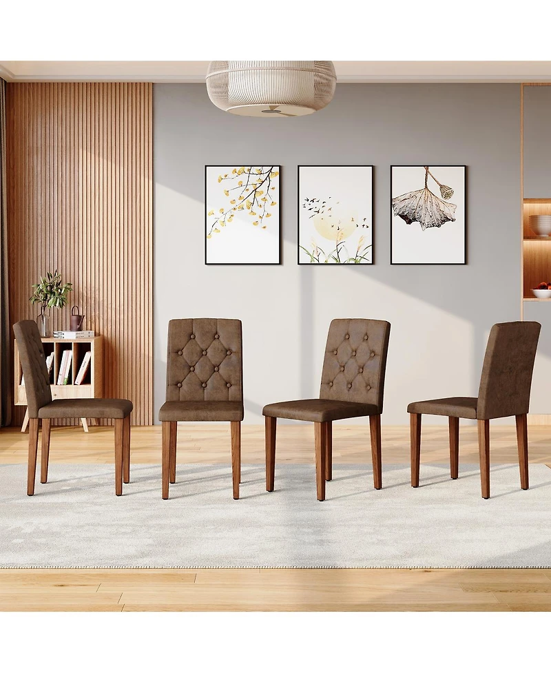 Streamdale Furniture Brown Walnut Dining Chair with Ergonomic Buckle Backrest