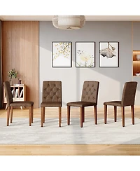 Streamdale Furniture Brown Walnut Dining Chair with Ergonomic Buckle Backrest