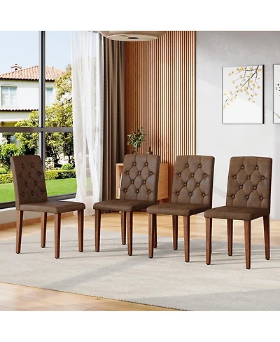 Streamdale Furniture Brown Walnut Dining Chair with Ergonomic Buckle Backrest