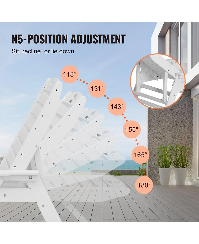 Mecale Adjustable Outdoor Chaise Lounge Chair with Cup Holder, 400 lb Capacity